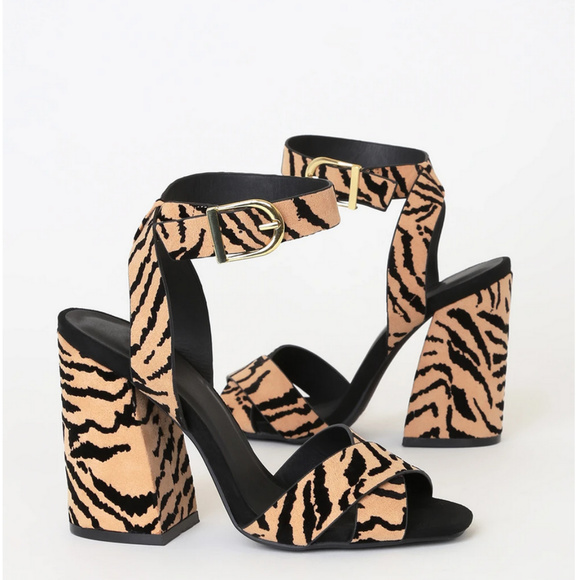 Shoes - "JENNY" Block Heels - Tiger